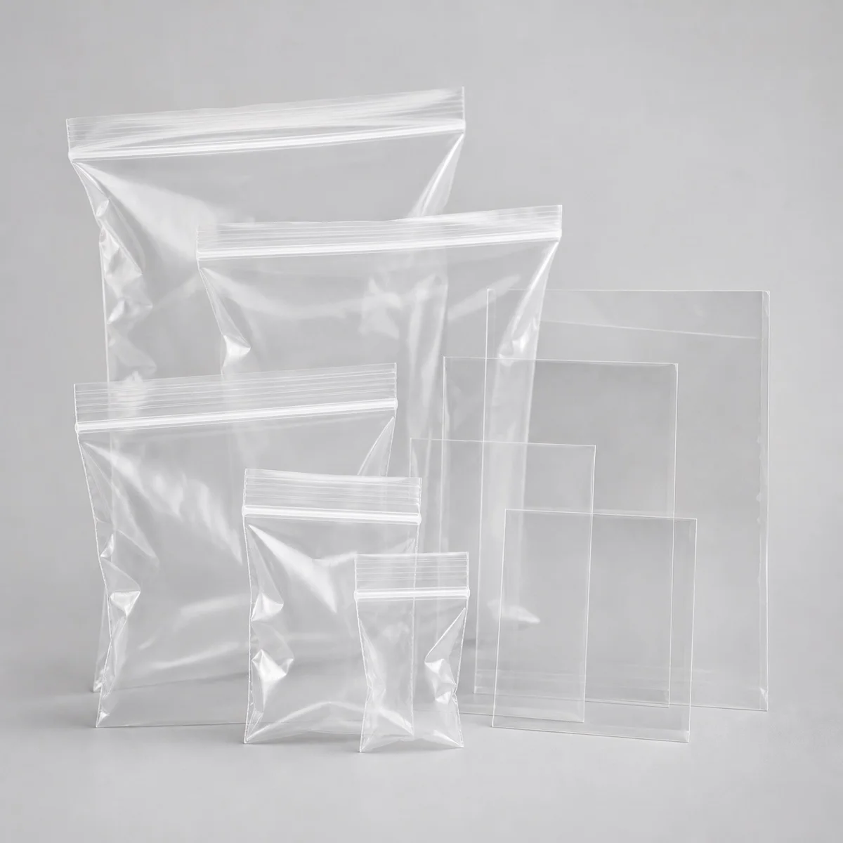 Resealable and flat plastic bags