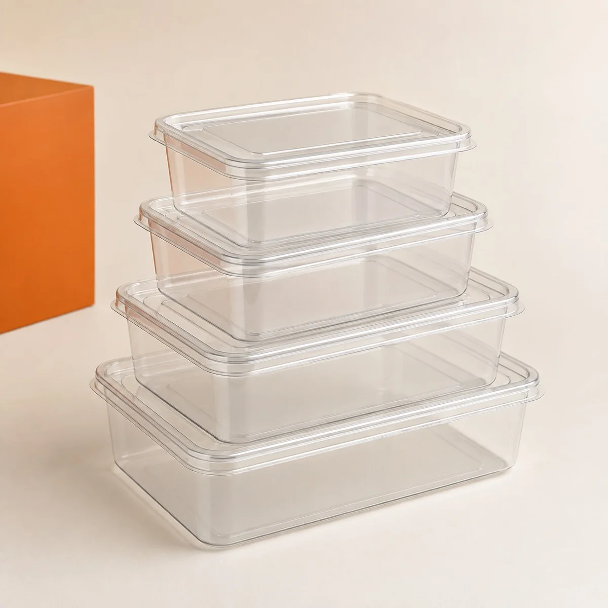 Clear plastic food containers